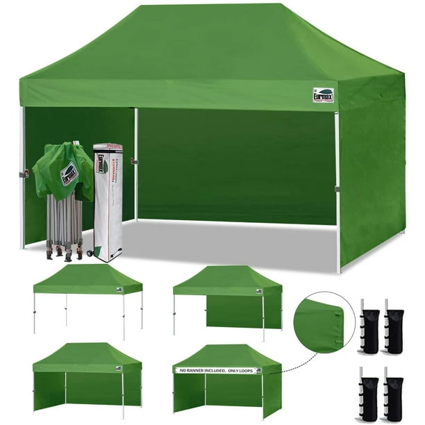 Bonus 4 SandBags Purple Eurmax 10x10 Ez Pop-up Canopy Tent Commercial Instant Canopies with 4 Removable Zipper End Side Walls and Roller Bag